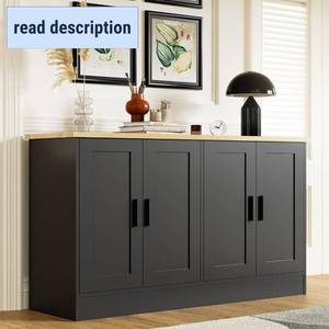 lot 242095 image: Retails for $160 Anystyle 53 Black Buffet Cabinet with Storage, Modern Kitchen Sideboard with 4 Doors & Adjustable Shelves, Entryway Credenza & TV Console Table for Living Room, Dining Room