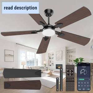 lot 342091 image: Ceiling Fans with Lights, 52 Inch Modern Ceiling Fans with Lights and Remote Control, DC Reversible Motor, Noiseless, 3CCT, Ceiling Fan for Bedroom, Living Room, Apartment IndoorOutdoor Use