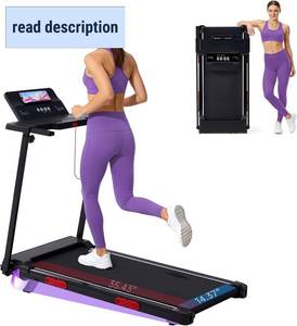 lot 187301 image: Retails for $210 Walking Pad Treadmill with Handle Bar, 3.0HP Portable Electric Treadmills for Home Exercising, 0.6-7.6MPH Mini Walking Pad Treadmill with Incline, Small Under Desk Treadmills for Home Small, 350LBS
