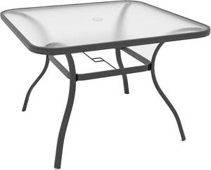 lot 452054 image: Retails for $129 Anmutig 37 inch Patio Square Glass Dining Table for 4 Person with Umbrella Hole for Outdoor Use - Black Frame
