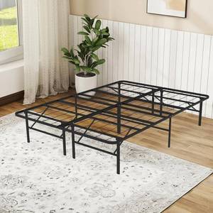 lot 452057 image: Foldable Full Size Bed Frame Metal Platform with 14 Underbed Storage, Heavy Duty Noise Free,Easy Foldable Assembly, No Box Spring Needed,Black