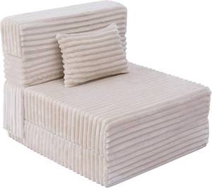 lot 452058 image: Fvkind Folding Sofa Bed Single, Convertible Futon Chair Bed with Pillow, Folding Sofa Sleeper Chair, Fold Out Couch, Comfortable Foam Floor Couch for Living Room, Bedroom, Dorm, Guest Room, Beige