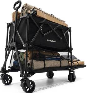 lot 152106 image: SUNNYFEEL Lightweight 47L Double Decker Wagon for Sport, 270L Collapsible Wagon Cart,331lbs Collapsible Outdoor Utility Wagon Cart for Shopping Garden Camping,Black-Lightweight