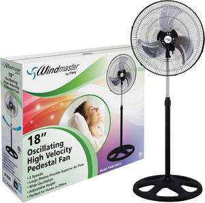 lot 251548 image: PAMI 18  High-Velocity Oscillating Pedestal Fan - Portable Floor Fan With 3 Speed Levels & Adjustable Height- Powerful Air Flow Standing Fan- Electric Cooling Fan For Bedroom Home Dorm Office, Black