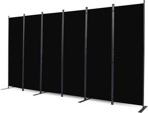 lot 251557 image: CHOSENM Room Divider, 6 Panel Folding Privacy Screens with Wider Support Feet, 6 Ft Portable Room Partition for Room Separator, 132 W X 71 H, Black