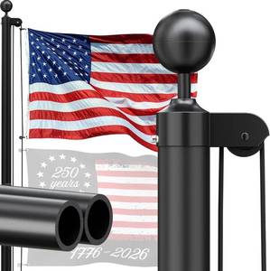 lot 251558 image: Retails for $127 25FT Heavy Duty Flag Pole for Outside, 12 Gauge Extra Thick Aluminum Flagpoles Kit with 3x5 Embroidered America Flag, In Ground Flagpole for Outside House Yard Commercial - 110MPH Wind Rating