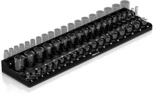 lot 251569 image: Olsa Tools Magnetic Socket Organizer (38-Inch Drive, 3 Row) - Magnetic Tool Organizer & Socket Holder - Tool Box Socket Organizers - Metric Black - Holds 54 Sockets - Professional Grade - Part 1553