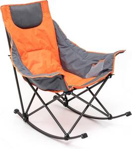 lot 351709 image: SUNNYFEEL Oversized Rocking Camping Chair, Fully Padded Patio Chair with Side Pocket, High Back Portable Lawn Recliner with Headrest, Outdoor Camp Rocker Chairs for Adults Heavy Duty 500 LBS Carry Bag