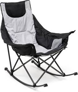 lot 351710 image: SUNNYFEEL Oversized Rocking Camping Chair, Fully Padded Patio Chair with Side Pocket, High Back Portable Lawn Recliner with Headrest, Outdoor Camp Rocker Chairs for Adults Heavy Duty 500 LBS Carry Bag