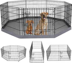 lot 351711 image: PETIME Foldable Metal Dog Exercise PenPet Puppy Playpen Kennels Yard Fence IndoorOutdoor 8 Panel 24 W x 24 H with Bottom Pad (with Bottom pad, 8 Panels 24 H)