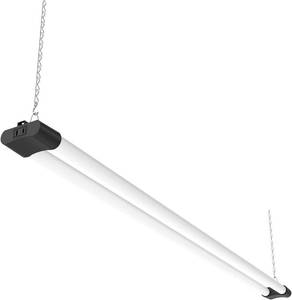 lot 351714 image: Quarterback 4FT 40W LED Shop Light with Inline Switch Dual Tube Lightweight Daylight White 5000K Surface or Suspension Mount for Garage Workshop Basement (1)