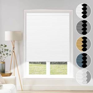 lot 351716 image: Blackout Shades Cordless Blinds Cellular Fabric Blinds Honeycomb Door Window Shades 27x64, White-White