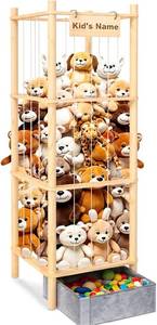 lot 351722 image: Stuffed Animal Storage with Toys Tray, 57In Large Wooden Stuffy Plushies Storage Holder Extra Large Capacity Stuffed Animals Zoo Organizer for Toddler Rooms, Playrooms & Bedrooms