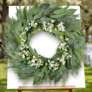 lot 351724 image: 30inch Eucalyptus Wreath for Front Door - Large Artificial Greenery Outdoor Wreath, Spring Summer Decor Door Wreath with Olives Leaves,Mixed Berry for Porch,Window, Farmhouse, Home,Holiday, Hanging