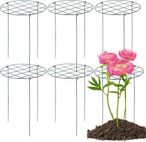 lot 452075 image: 6 Pack Peony Cages and Supports 16 x 24 Inch Grow Through Plant Support Peony Support Ring for Outdoor Plants