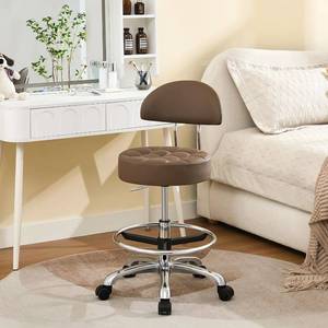 lot 452092 image: FIRAVOE Salon Chair for Hair Stylist (Adjustable Height 20-27 inch) (Stool with Quiet Wheels and Foot Rest) Ergonomic Guitar Stool for Long Sessions (Coffee Brown)