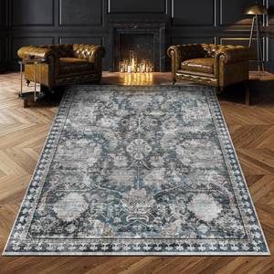 lot 452093 image: RUGSURE Washable Area Rugs - Perfect for Living Room, Bedroom, Kids Room, Nursery - Stain & Water Resistant Non-Slip, Pet & Child Friendly, Vintage Tribal Area Rugs (Grey and Blue, 8 x 10)