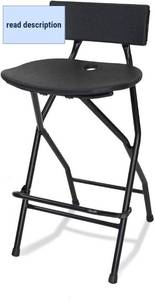 lot 452062 image: Retails for $111 EventStable TitanPRO Folding Bar Stool with Backrest - Black Metal Frame Stool with Back Support - Durable and Sturdy Folding Stool for Outdoor Kitchen Shop Cafe