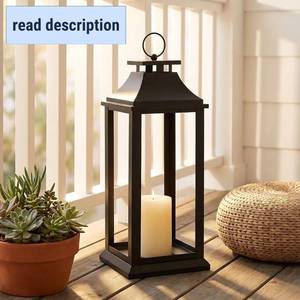 lot 351719 image: Modern Farmhouse Black Lantern Candle Holder   18  Hanging Decorative Lantern for Indoor & Outdoor Home D cor   Ideal for Parties, Weddings, Porches, and Events (No Glass Panel), Size Medium