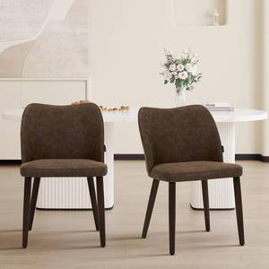 lot 191722 image: Retails for $110 Wooden Dining Chairs Set of 2, Upholstered Kitchen Dining Room Chair, Modern Fabric Farmhouse Dinner Chair for Restaurant & Cafe, Dark Brown