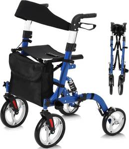 lot 191723 image: Retails for $140 Walker for Seniors, Rollator Walker with Seat, Shock Absorber, 12 Rubber Wheels All Terrain Rollator Chair, Lightweight Aluminum Rollator with Backrest Outdoor Foldable Adjustable Height for Seniors