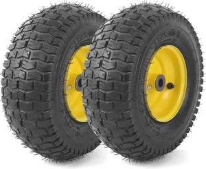 lot 191724 image: AR-PRO (2-Pack) 13x5.00-6 Tire and Wheel Assembly, 4-Ply Tubeless Lawn Mower Front Tire with 3 Centered Hub & 34 Bushings, 400 LBS Load Capacity