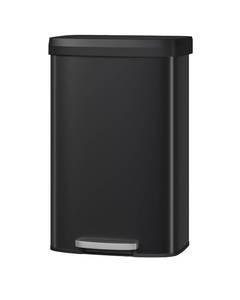 lot 191728 image: Retails for $117 Garvee 21 gal  80 L Metal Trash Can with Lid, Large Garbage Can for Kitchen, Rustproof Step-on Kitchen Metal Trash Bin with Liner Rim, Rear Handle, Soft Close Plastic Lid, Black