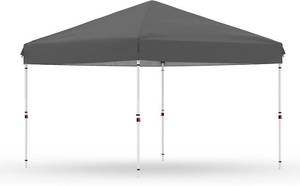 lot 291623 image: GarveeLife 10x10 Pop Up Canopy with One Button Push Setup - Heavy Duty Outdoor Canopy Tent with Portable Roller Bag - 3 Adjustable Height, 4 Weight Bags, 8 Stakes & 4 Guy Ropes Included, Grey