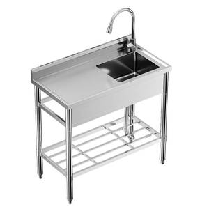 lot 291630 image: Retails for $180 GarveeTech Stainless Steel Utility Sink, Free Standing Single Bowl Sink with Cold and Hot Water Pipe, Commercial Kitchen Utility Sinks for Laundry Room, Bathroom, Garage, Indoor & Outdoor