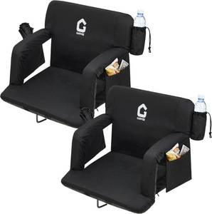 lot 291635 image: Garvee Stadium Seats with Back Support and Padded Cushion - Extra Wide Bleacher Chair with Anti-Slip Mat - Reclining Stadium Football Seats - 6 Adjustable Angle, Large Pockets, Cup Holders