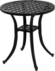 lot 291639 image: Outdoor Cast Aluminum Side Table End Table for Patio, Backyard, Pool, Indoor Companion, Easy Maintenance and Weather Resistant, Black
