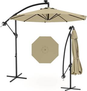 lot 291645 image: Retails for $102 Garvee 10FT Solar Lights Cantilever Umbrella Outdoor Patio, Offset Patio Umbrella with Easy Lift & Tilt Adjustment, UV Protection Fade Resistant for Deck, Pool, Garden, Beige