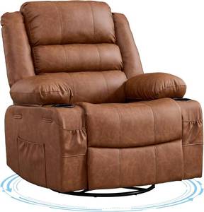 lot 291647 image: Retails for $304 Recliner Chair for Adults PU Leather Recliner with Cup Holder Brown