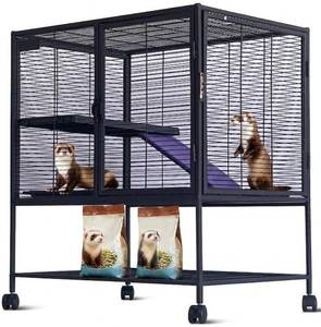 lot 291653 image: Garvee Metal Small Animal Cage,34 H Multi-Level Ferret Cage for Small Animals - Large Hamster Cage with Ramp, Extra Storage Stand, RemovableTray for Chinchilla, Rabbit (30L x 20W x 36 H)