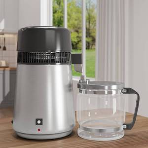 lot 391662 image: Garvee 1.1 Gallon Water Distiller 750W Home Water Purifier with Glass Jug Drinking Water Purification Filter Set Produces Water with 2ppm Purity Ideal for Home and Office Use - Silver