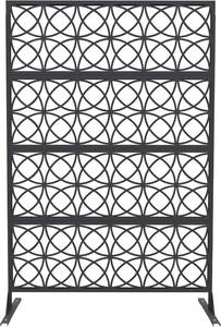 lot 391668 image: Retails for $130 Decorative Fences for Outdoor Gardens   Ornamental Metal Garden Fence Panels, Rust-Resistant Scroll Design Border for Yard, Pool, Flower Beds, Easy Installation (70.9 in H x 46 in, Black),Coin Motifs