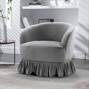 lot 491916 image: Swivel Barrel Chair, Comfy Round Accent Chair (Gray)