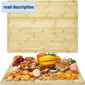 lot 391663 image: Garvee Extra Large Bamboo Cutting Board 24x18, XL Chopping Board for Kitchen with Juice Groove & Handles, Butcher Block Serving Tray for Meat, Cheese, Veggies