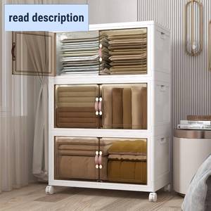 lot 491910 image: Retails for $117 UAMFURI Stackable Storage Bins with Lids, 525QT Closet Organizers and Storage with Doors and Wheels, Extra Large Storage Cabinet, Collapsible Plastic Drawers for Bedroom Dorm Office Garage