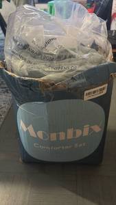 Monbix Comforter Set - Blue Bedding Collection Queen  - Retail: $25