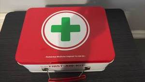 lot 60884 image: Metal First Aid Kit with Medical Supplies (Humorous Medicine Inspired)  - Retail $15