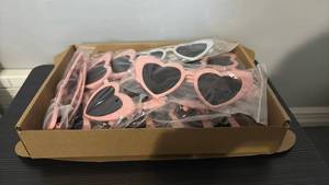lot 60887 image: Heart Shaped Sunglasses Bulk Lot Pink White Black - Retail $15