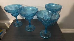 lot 60898 image: Blue Textured Plastic Margarita  Set of 4 - Retail $25