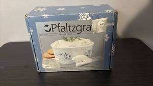 lot 60906 image: Pfaltzgraff Winter Frost Cookies and Milk Set - Retail $15