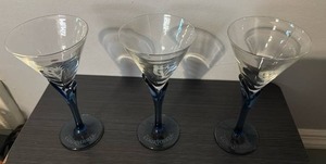 lot 60914 image: Courvoisier Cognac Etched Martini Glasses Set of 3 - Retail $25
