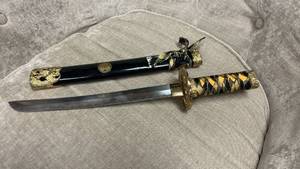 lot 8 image: Japanese Style Katana Sword with Black Lacquered Scabbard