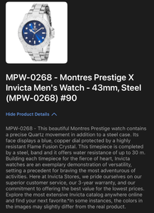 lot 29 image: Brand new Montres Prestige X Invicta Mens Watch Blue Dial Steel Case 43mm