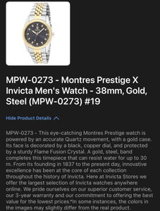 lot 30 image: Brand new Montres Prestige Mens Two-Tone Watch 38mm Black Dial