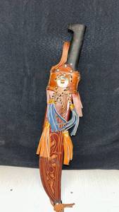lot 70 image: Collins & Co Hartford Machete with Decorative Leather Sheath