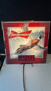 lot 110 image: 18x18 Budweiser Outdoors Pheasant Digital Clock